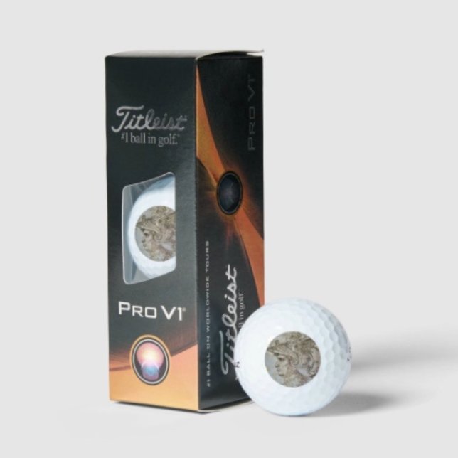 Pelotas De Golf Guerrero con casco de Leonardo (Da Vinci’s Warrior Golf Balls Titleist 2023 Pro V1 high gradient core high flex casing layer. )