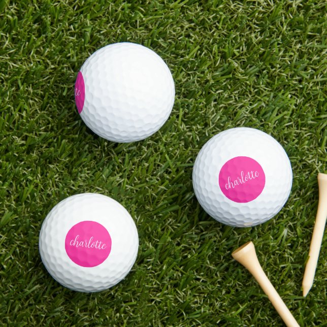 Pelotas De Golf Guión de caligrafía de rosa caliente y giratoria b (Césped in situ)