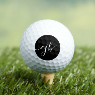 Pelotas De Golf Guión de letra elegante en blanco sobre monograma