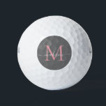 Pelotas De Golf Guión femenino rosado de Rubor gris monograma<br><div class="desc">Personalizado Monograma Rubor Gris rosa Elegante Girly Nombre de bola de golf personalizado</div>