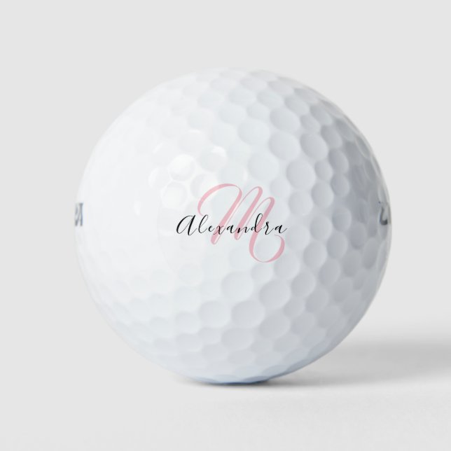 Pelotas De Golf Guión inicial del nombre del monograma rosado Giro (Anverso)