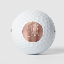 Pelotas De Golf Guión Rubor Metalizado con goteo de oro Rosa de mo