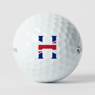 Pelotas De Golf H Monograma sobrepuesto en la bandera de la unión 