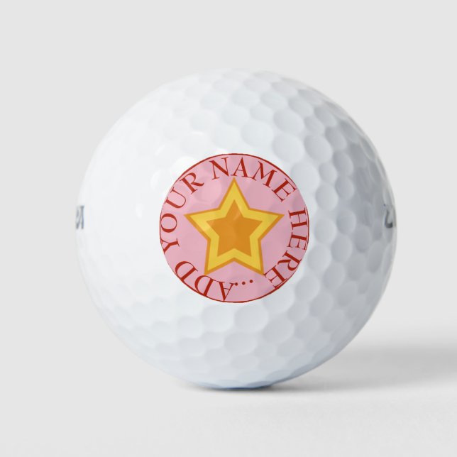 Pelotas De Golf Habitación de estrellas amarillas de oro para pers (Anverso)