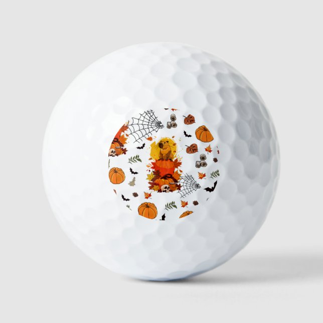 Pelotas De Golf Halloween de Capybara. Calabaza de Brujas. (Anverso)