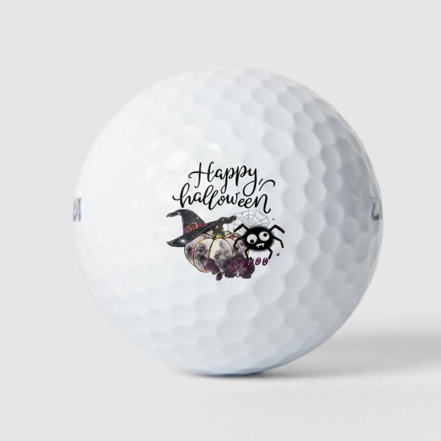 Pelotas De Golf Halloween de golf con araña aterradora fantasma (Anverso)