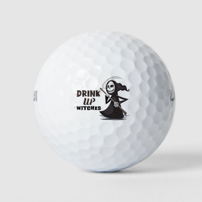 Pelotas De Golf Halloween de golf con bruja (Anverso)