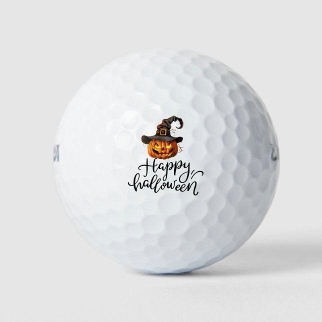 Pelotas De Golf Halloween de golf con calabaza fantasmal (Anverso)