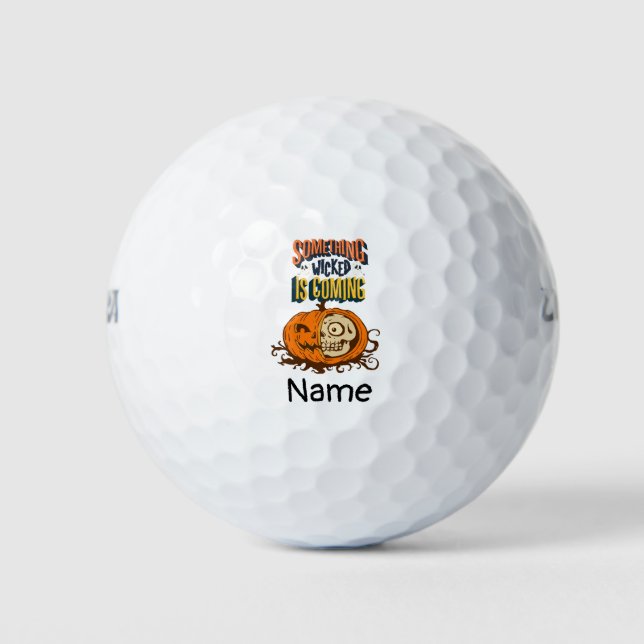 Pelotas De Golf Halloween de golf con calabaza temible (Anverso)