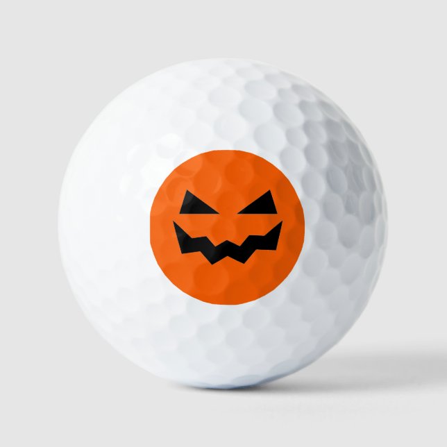 Pelotas De Golf Halloween de la cara de calabaza (Anverso)