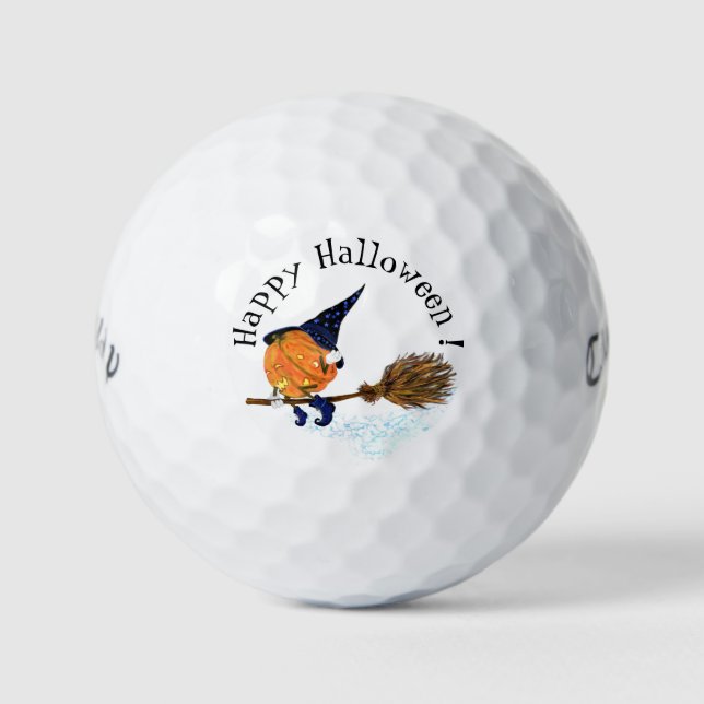Pelotas De Golf Halloween Golf Balls Witch Pumpkin Flying - Fun (Anverso)
