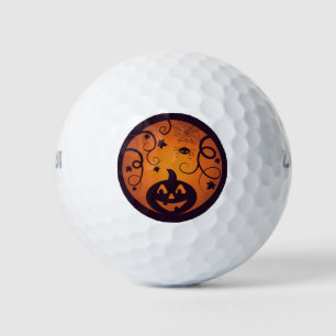 Pelotas De Golf Halloween Jack o linterna cara de calabaza y araña