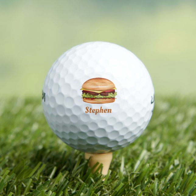 Pelotas De Golf Hamburguesa Ilustracion de comida rápida con nombr (Camiseta in situ)