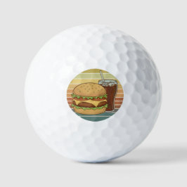 Pelotas De Golf Hamburguesa retro y cola.