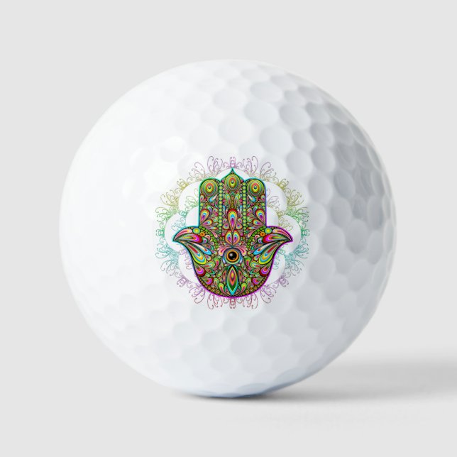 Pelotas De Golf Hamsa Fatma Hand Psychedelic Art (Anverso)