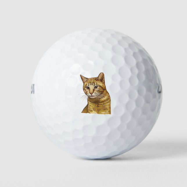 Pelotas De Golf Hand drawing funny red tabby cat (Anverso)