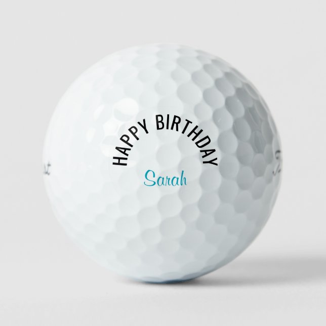 Pelotas De Golf Happy Birthday Turquoise Name Titleist  (Anverso)