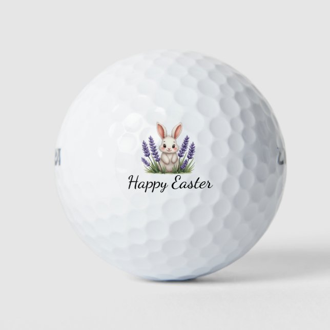 Pelotas De Golf Happy Easter  with rabbit bunny  Golf Balls (Anverso)