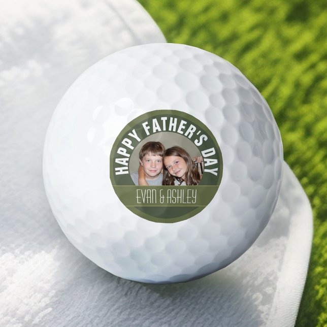 Pelotas De Golf Happy Father's Day - Custom Photo Template - olive (Add Your Name to this Personalized Golf Ball)