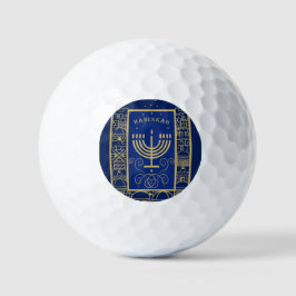 Pelotas De Golf Happy Hanukkah Gold Menorah Jewish Holiday