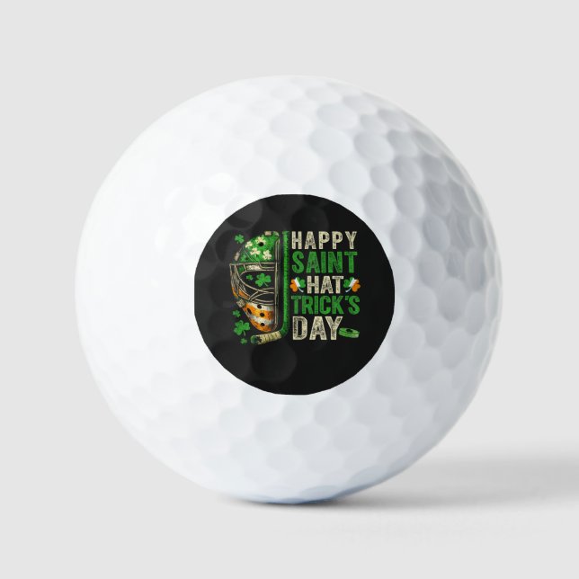 Pelotas De Golf Happy Saint Hat Trick Ice Hockey Player (Anverso)