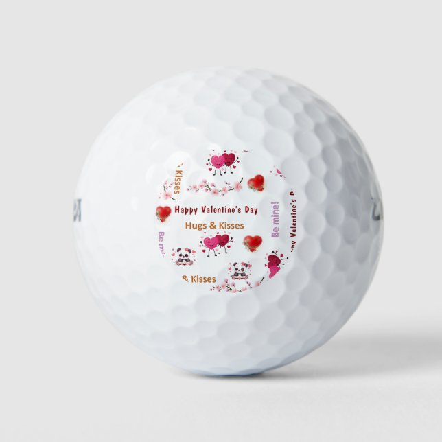 Pelotas De Golf Happy Valentine's Day Couple Hearts Golf Ball  (Anverso)