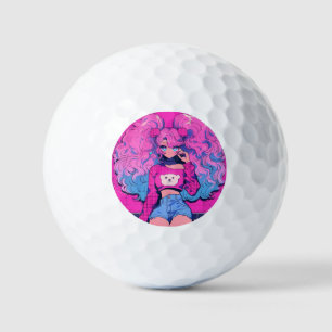 Pelotas De Golf Harajuku Neon Kawaii Chica con estrellas gemelas