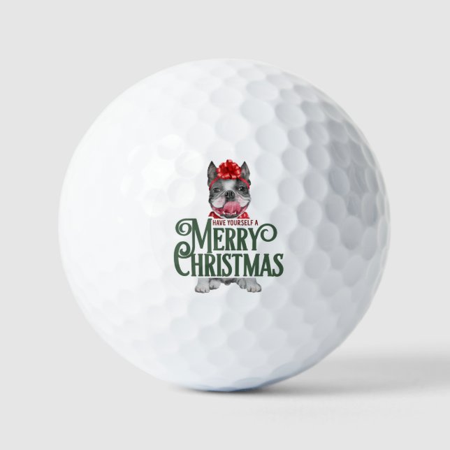 Pelotas De Golf Hazte feliz Navidad con el bulldog francés (Anverso)