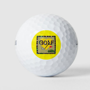 Pelotas De Golf Heart Golf Design Golf Balls Fondo Amarillo