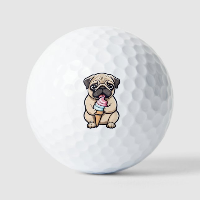 Pelotas De Golf Helado de pug lamiendo (Anverso)