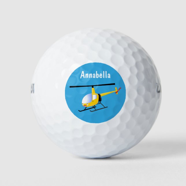 Pelotas De Golf Helicóptero de personalizado alegre amarillo lindo (Anverso)