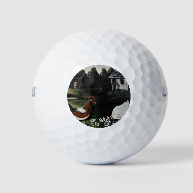 Pelotas De Golf Hen with her Chicks in a Rural Farmyard Landscape (Anverso)