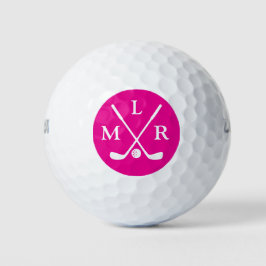 Pelotas De Golf Her Hot Pink Modern Monogram Mark