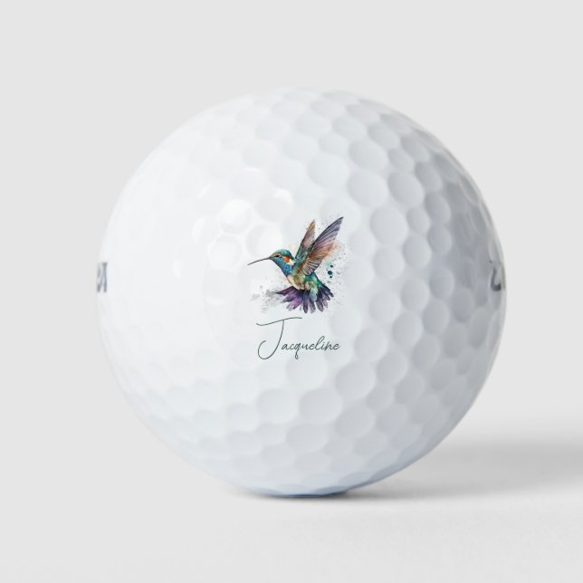 Pelotas De Golf Hermosa acuarela personalizada Hummingbird (Anverso)