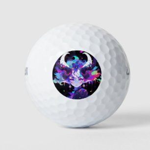 Pelotas De Golf Hermosa neón Anime Demon Elf Chica con cuernos