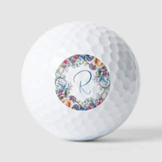 Pelotas De Golf Hermoso Monogramado Floral