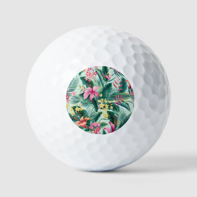 Pelotas De Golf Hibiscus tropical: Patrón floral sin foco (Anverso)