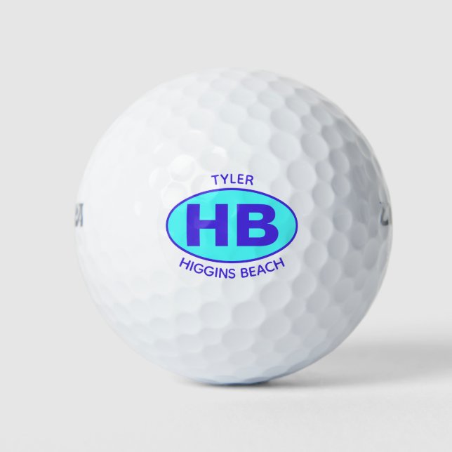 Pelotas De Golf Higgins Beach Oval Blue Aqua Personalizado (Anverso)
