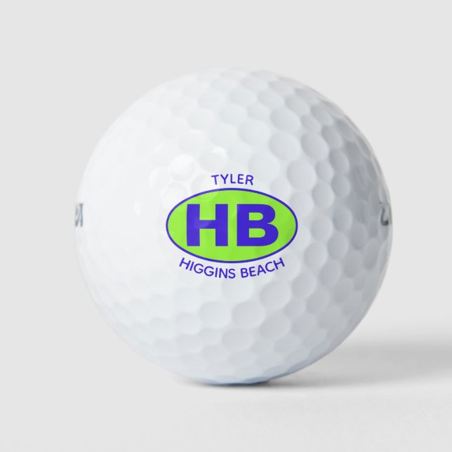 Pelotas De Golf Higgins Beach Oval Blue Green Personalizado (Anverso)
