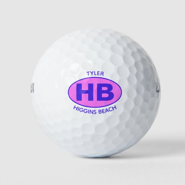 Pelotas De Golf Higgins Beach Oval Blue Pink Personalizado (Anverso)