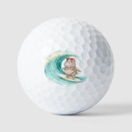 Pelotas De Golf Hipopótamo surfista con bikini de Navidad en ola g