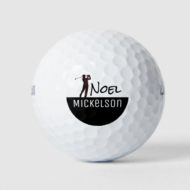 Pelotas De Golf His Name Black\White Golfplayer (Anverso)