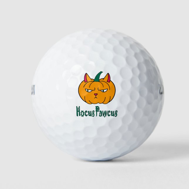 Pelotas De Golf Hocucus pawcus Halloween calabaza ginger cat magia (Anverso)