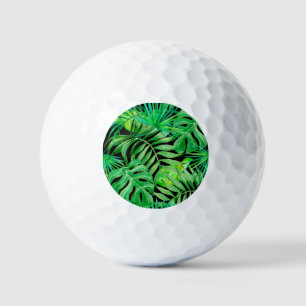 Pelotas De Golf Hojas de acuarela tropical: Elegancia sin costura.