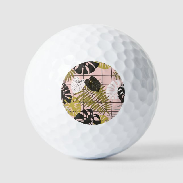 Pelotas De Golf hojas de palma tropical, verano elegante. (Anverso)