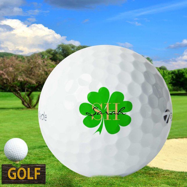 Pelotas De Golf Hojas de Shamrock & Lucky Clover monogramadas / ir (Subido por el creador)