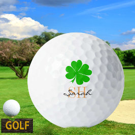 Pelotas De Golf Hojas de Shamrock & Lucky Clover monogramadas / ir