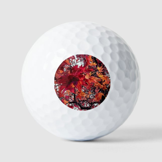 Pelotas De Golf hojas naranja y roja (Anverso)