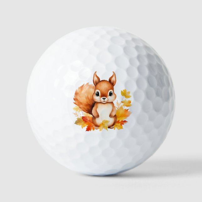 Pelotas De Golf Hojas otoñales personalizadas de ardilla animal pu (Anverso)