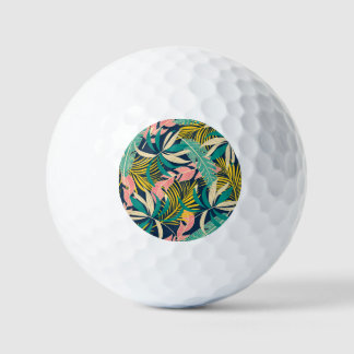 Pelotas De Golf Hojas tropicales coloridas: patrón de verano.